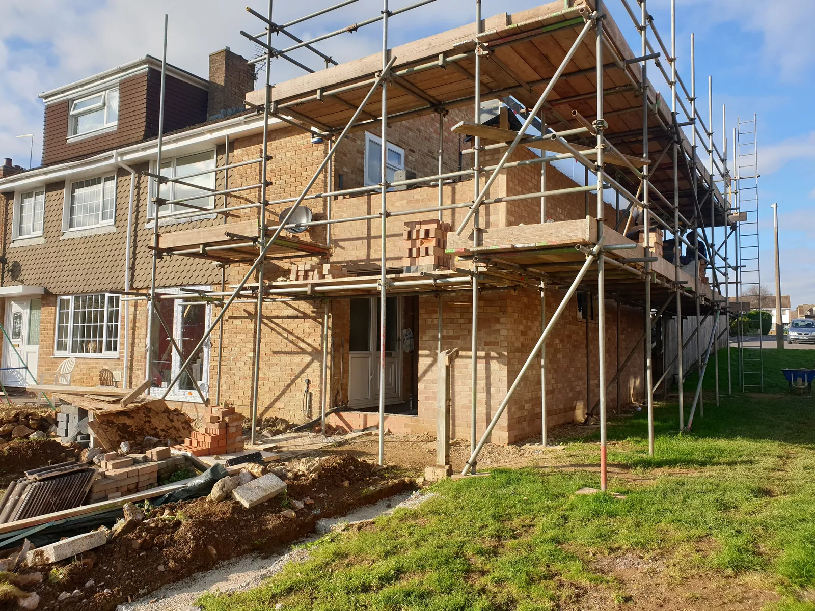 Parsons Construction team working on a two-storey extension
